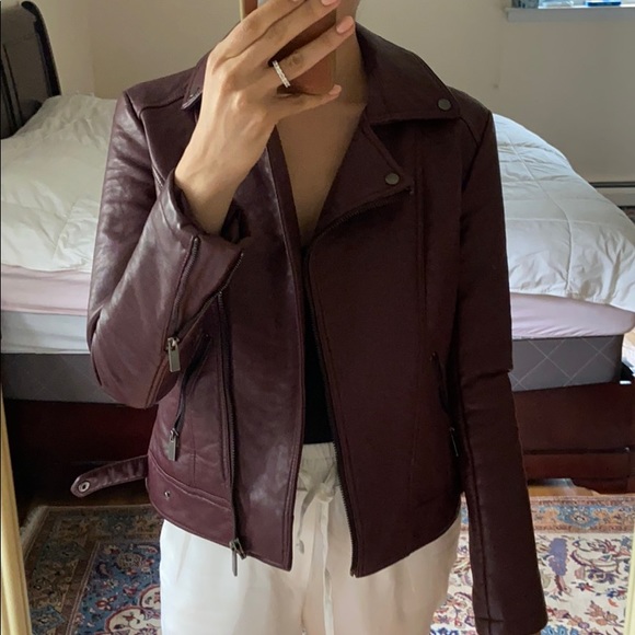 ASOS Textured Biker Jacket - Berry - Picture 3 of 3